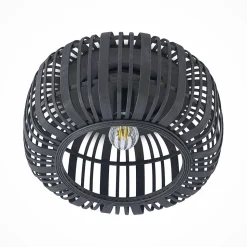 Lindby Canyana loftlampe, sort, rattan, Ø 40 cm