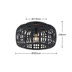 Lindby Canyana loftlampe, sort, rattan, Ø 40 cm