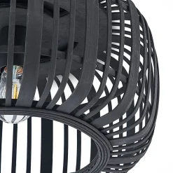 Lindby Canyana loftlampe, sort, rattan, Ø 40 cm