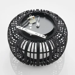 Lindby Canyana loftlampe, sort, rattan, Ø 40 cm
