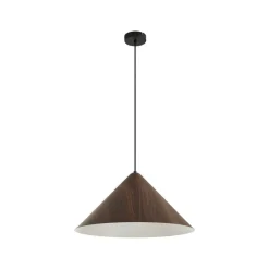 Lindby Clarine hængelampe, valnød, Ø 50 cm, metal