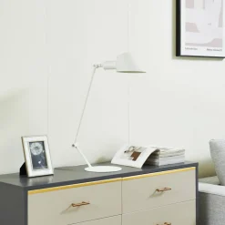 Lindby Corali bordlampe, hvid, metal, højde 64 cm