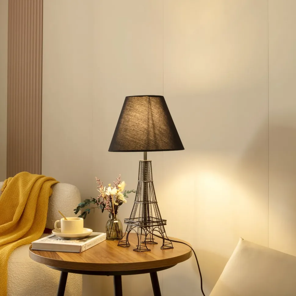 Lindby Croia bordlampe, sort, metal, Ø 28 cm, E27