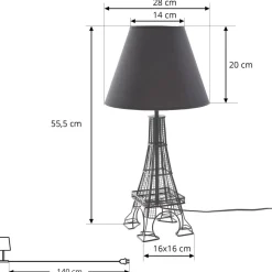 Lindby Croia bordlampe, sort, metal, Ø 28 cm, E27