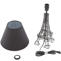 Lindby Croia bordlampe, sort, metal, Ø 28 cm, E27