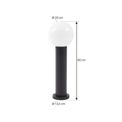 Lindby Dangan sokkellampe, hvid, højde 60 cm, glas, metal