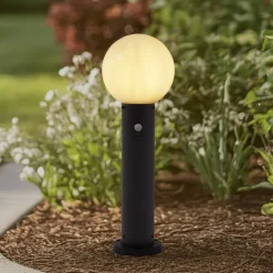 Lindby Dangan sokkellampe, hvid, 60 cm, glas, sensor