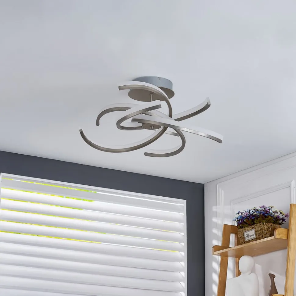 Lindby Divalis LED-loftlampe, stepdim, nikkel