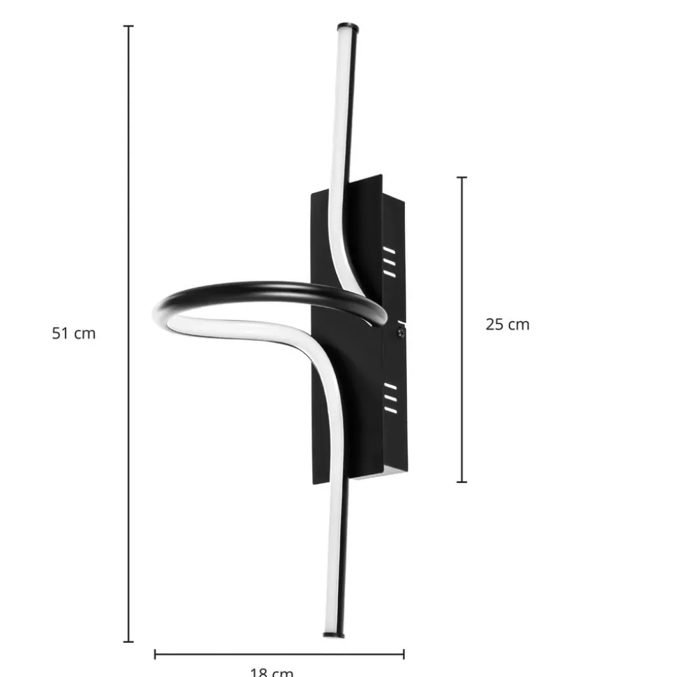 Lindby Divola LED-væglampe, stepdim, sort