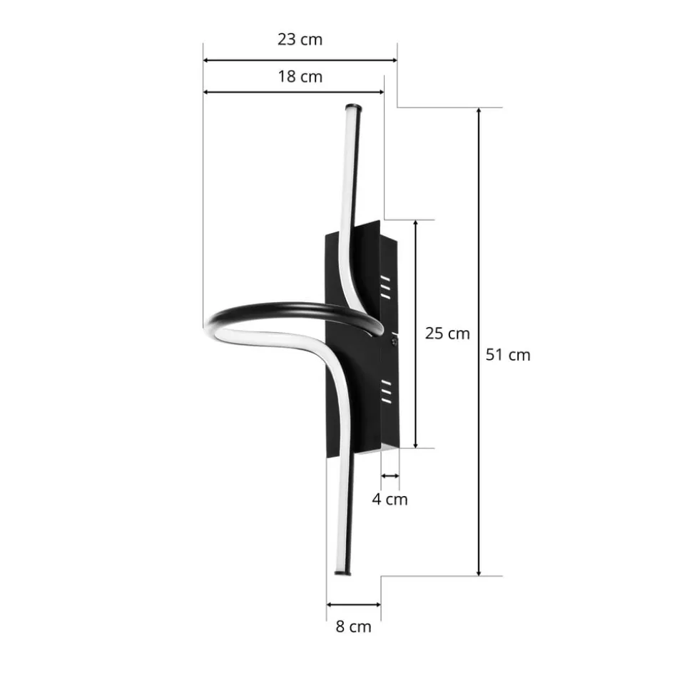 Lindby Divola LED-væglampe, stepdim, sort