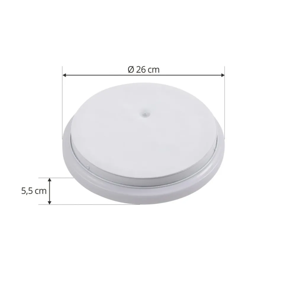 Lindby Doki LED udendørs loftslampe, 26 cm, hvid, plast
