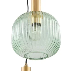 Lindby Doroteo hængelampe, 3 lyskilder, grøn/amber/grå, glas