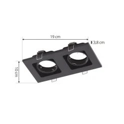 Lindby downlight Thorid, sort, 19 x 10 cm, 2 lyskilder, GU10