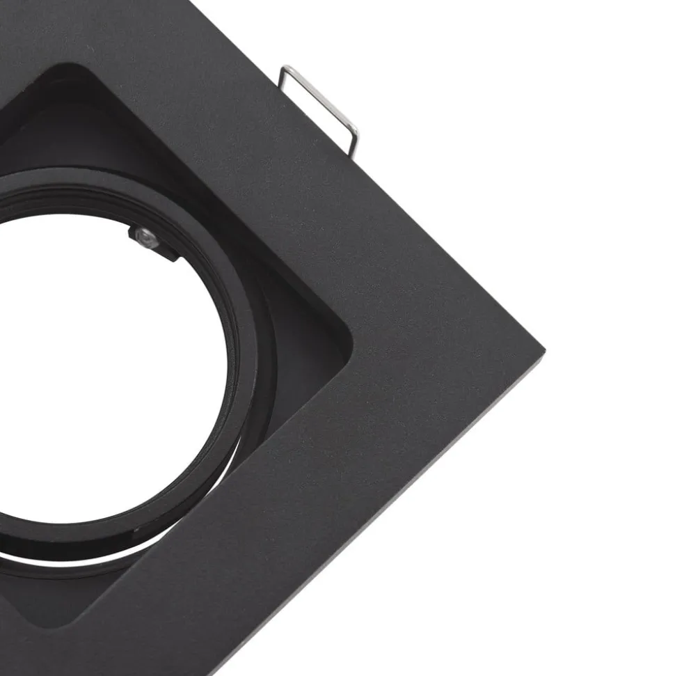 Lindby downlight Thorid, sort, 10 x 10 cm, sæt med 10, GU10