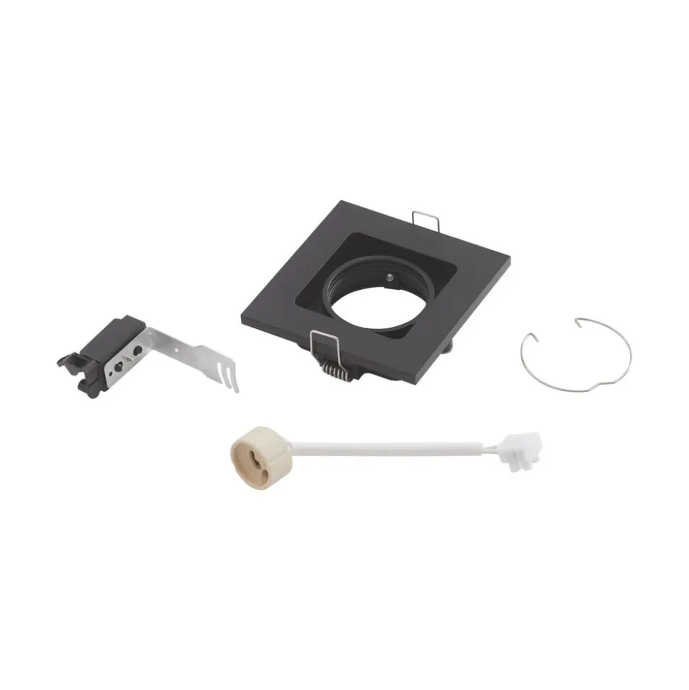Lindby downlight Thorid, sort, 10 x 10 cm, sæt med 10, GU10