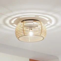 Lindby Ediz loftlampe, 1 lyskilde, E27, træ, Ø 44,4 cm