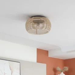 Lindby Ediz loftlampe, 1 lyskilde, E27, træ, Ø 44,4 cm