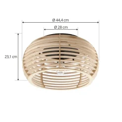 Lindby Ediz loftlampe, 1 lyskilde, E27, træ, Ø 44,4 cm