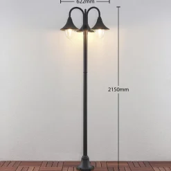 Lindby Edric lygtepæl, højde 215 cm, antracit, aluminium