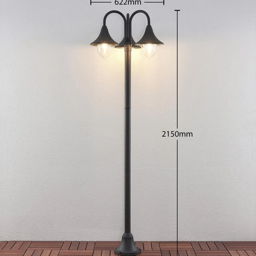 Lindby Edric lygtepæl, højde 215 cm, antracit, aluminium