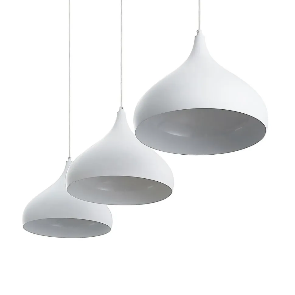 Lindby Elamira pendellampe, hvid, metal, 133 cm, 3 lyskilder.