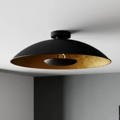 Lindby Emilienne loftlampe, sort/guld, metal, Ø 60 cm