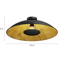 Lindby Emilienne loftlampe, sort/guld, metal, Ø 60 cm