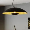 Lindby Emilienne pendellampe, sort, guldfarvet, Ø 60 cm