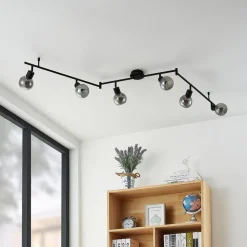 Lindby Eridia loftspot, sort, 6 lyskilder, langt
