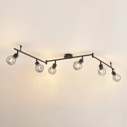 Lindby Eridia loftspot, sort, 6 lyskilder, langt