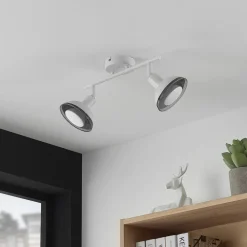 Lindby Erin loftspot, hvid, 2-lys, 31,5 cm, glas