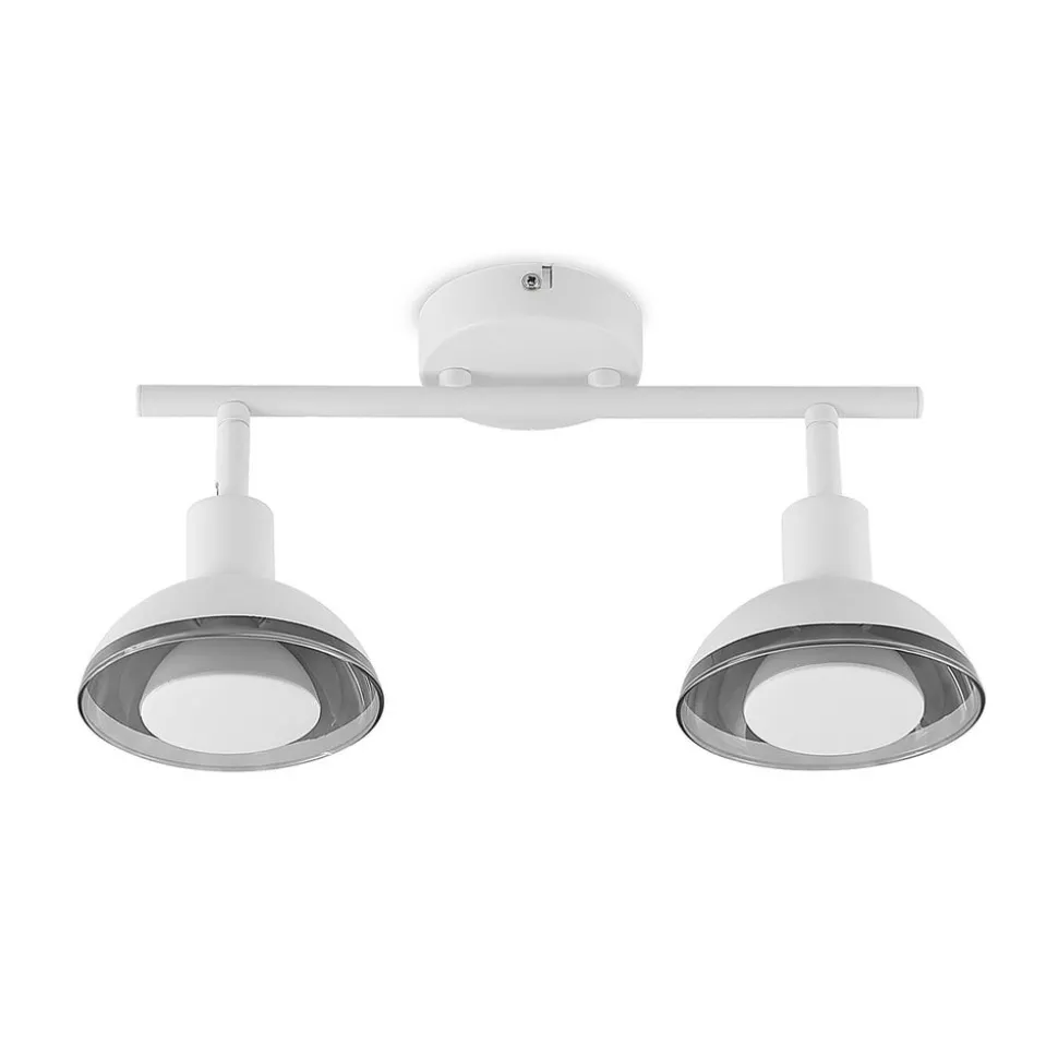 Lindby Erin loftspot, hvid, 2-lys, 31,5 cm, glas