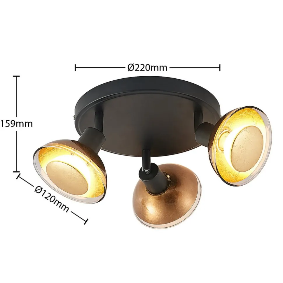 Lindby Erin loftspot, sort/guld, Ø 22 cm, glas
