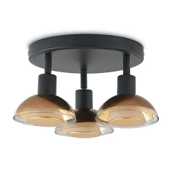 Lindby Erin loftspot, sort/guld, Ø 22 cm, glas