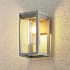 Lindby Estami udendørs væglampe, sølv, metal, 27 cm