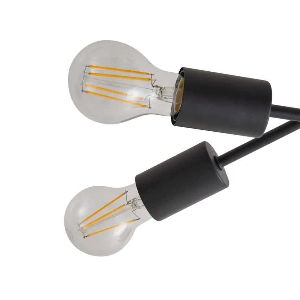 Lindby Estar loftlampe, sort, metal, 6 lyskilder, Ø56cm