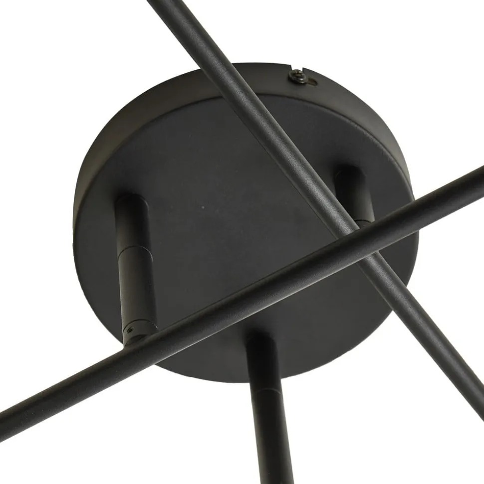 Lindby Estar loftlampe, sort, metal, 6 lyskilder, Ø56cm