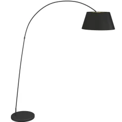 Lindby Esti gulvlampe, sort/guld, stof, højde 192 cm