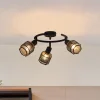 Lindby Eudoria loftlampe, 3 lyskilder, sort/guld