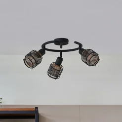 Lindby Eudoria loftlampe, 3 lyskilder, sort/guld