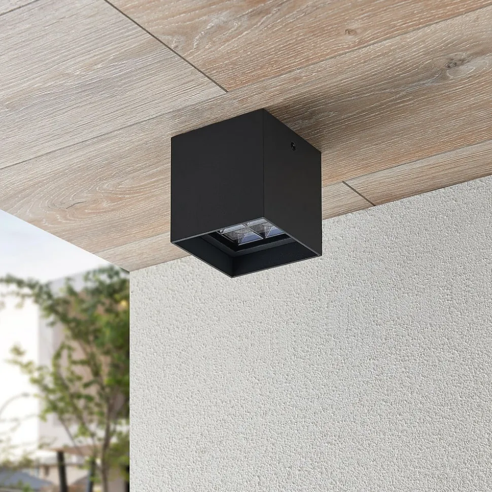 Lindby Eveta LED-loftlampe, 10 cm, antracit, aluminium, IP65
