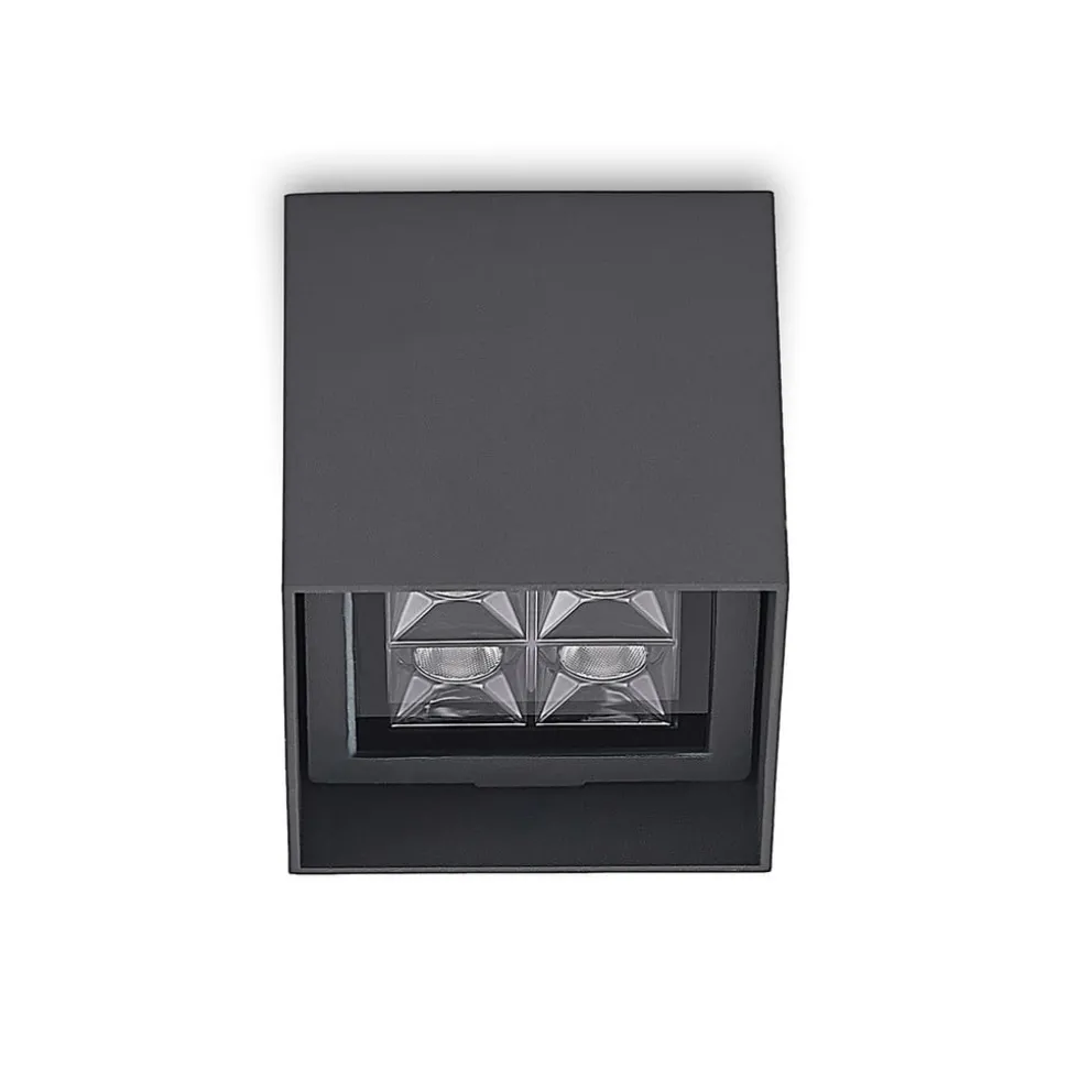 Lindby Eveta LED-loftlampe, 10 cm, antracit, aluminium, IP65
