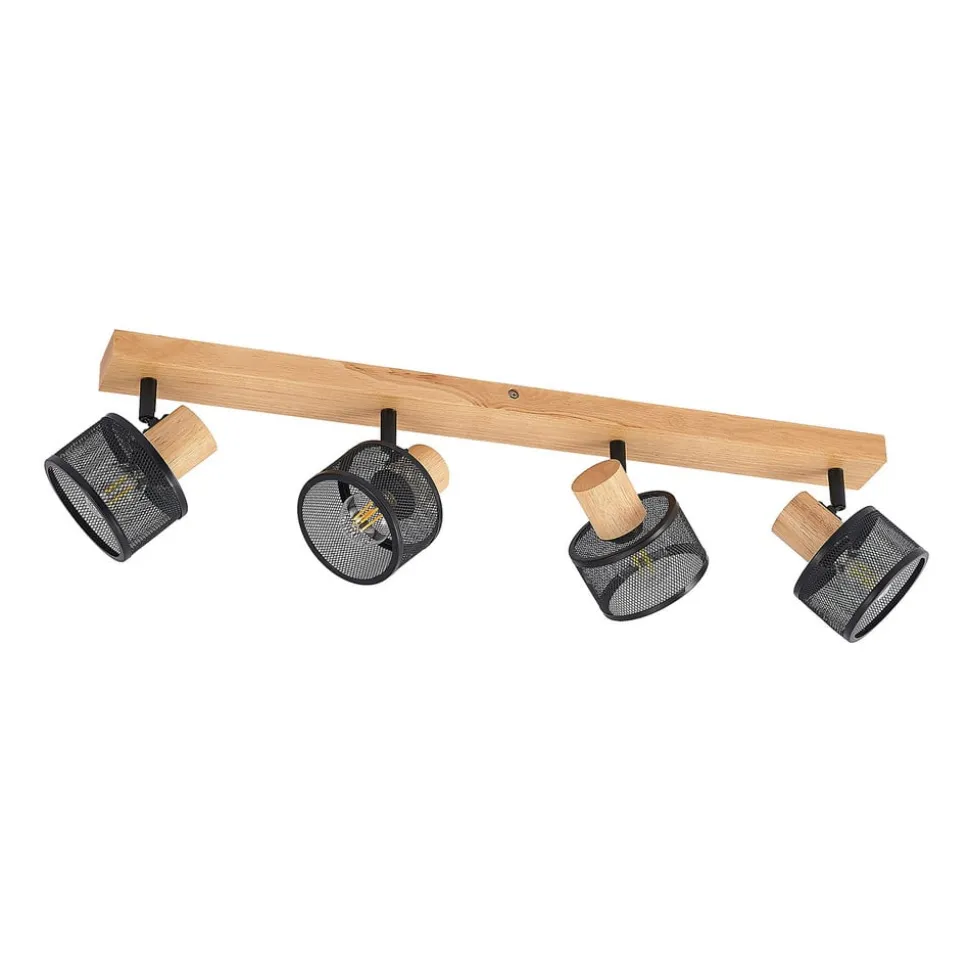 Lindby Evinora loftspot, 77 cm, sort, 4 lyskilder, træ