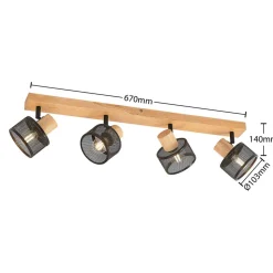Lindby Evinora loftspot, 77 cm, sort, 4 lyskilder, træ