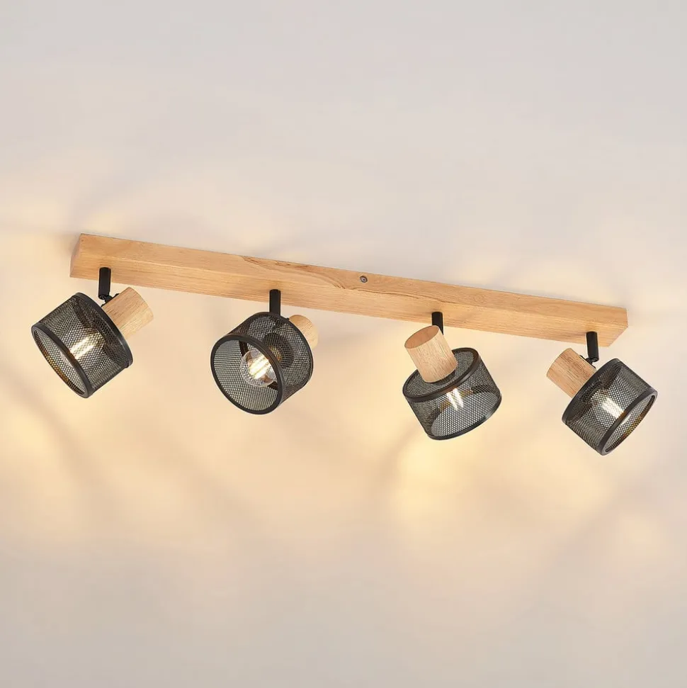Lindby Evinora loftspot, 77 cm, sort, 4 lyskilder, træ