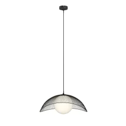 Lindby Fabronia hængelampe, gitter, glaskugle