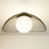 Lindby Fabronia loftlampe, sort/hvid, glas, kugle, E27