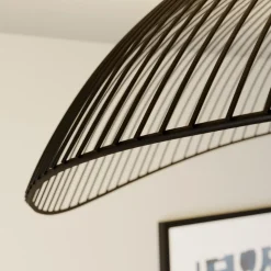 Lindby Fabronia loftlampe, sort/hvid, glas, kugle, E27