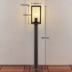 Lindby Filimon vejlampe, 80 cm, antracit, IP44, E27