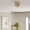 Lindby Filiz spotlight, 3 lyskilder, Ø 20 cm, træ, beton, E14